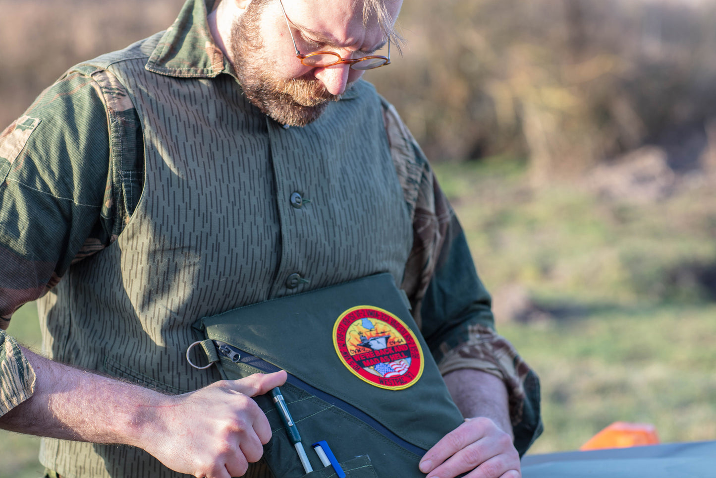 MK-0036 MK10 Document Pouch / iPad pouch made from German Aircrew Immersion Suit - APIS Patch