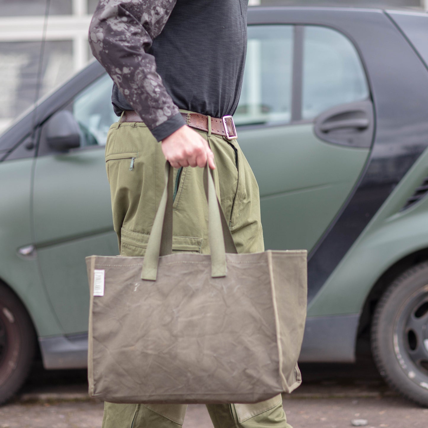 Tote Bag made from dark green canvas