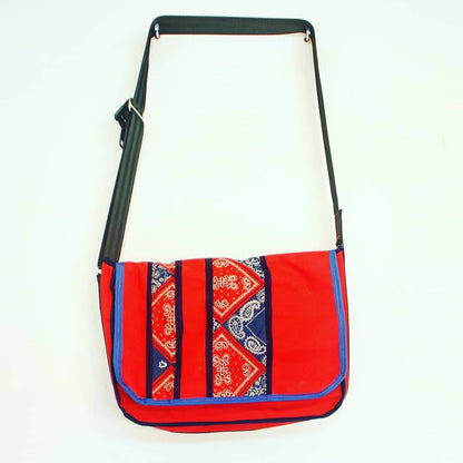 M-0032 Messenger Bag from red and embellished Air Mattresses